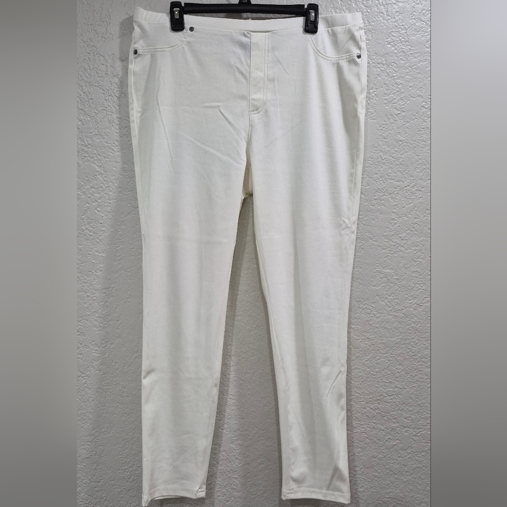 Style &co Woman White Slim Fit Pul On Pants Leggings Size 2X